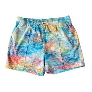 Men's Large L Chubbies Bright Abstract Watercolor Lined Swim Trunks Drawstring